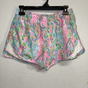 Lilly Pulitzer Luxletic Womens Small Pink Blue Athletic Running Shorts Lined